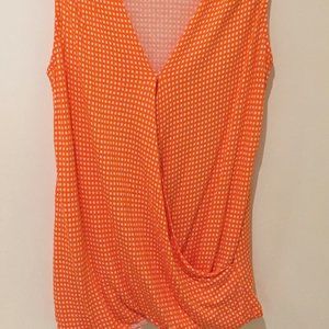 Orange sleeveless top with wrap front (Old Navy)